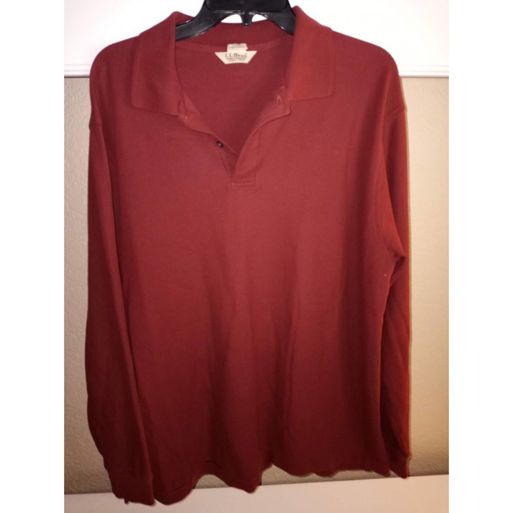 LL Bean Double L Polo Longsleeve - Mens Large - Red